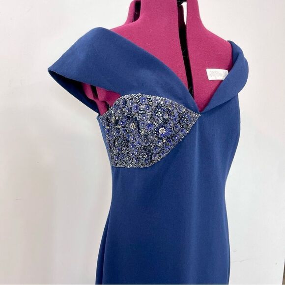 Badgley Mischka Elegant Blue Maxi Dress - Picture 5 of 14